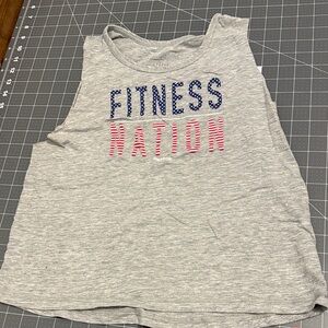 Reebok Gray Tank with Blue and Red 'Fitness Nation' Graphic